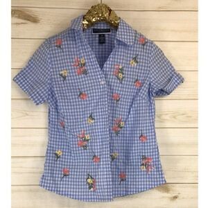 Size PP Karen Scott mbroidered Button-Front Shirt